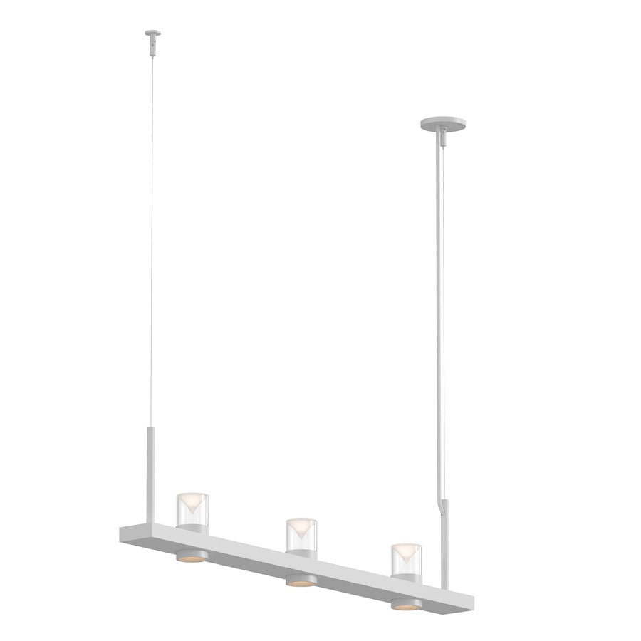 Sonneman Intervals 4' Linear LED Pendant, Satin White/Clear - 20QWL04B