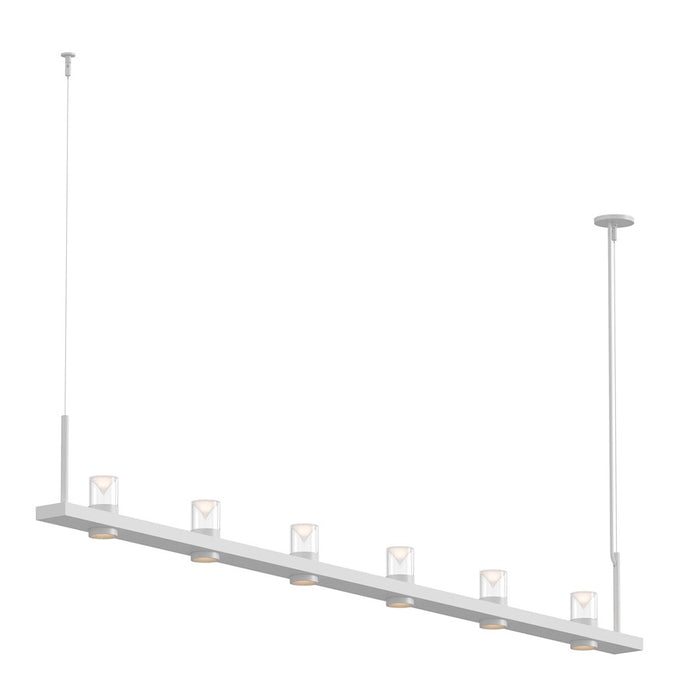 Sonneman Intervals 8' Linear LED Pendant, Satin White/Clear - 20QWL08B