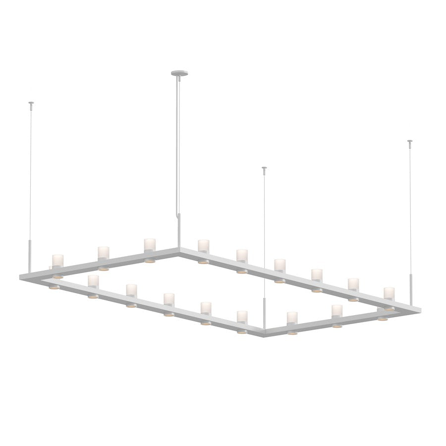 Sonneman Intervals 4' x 8' Rectangle LED Pendant, Satin White/Etched - 20QWR48C