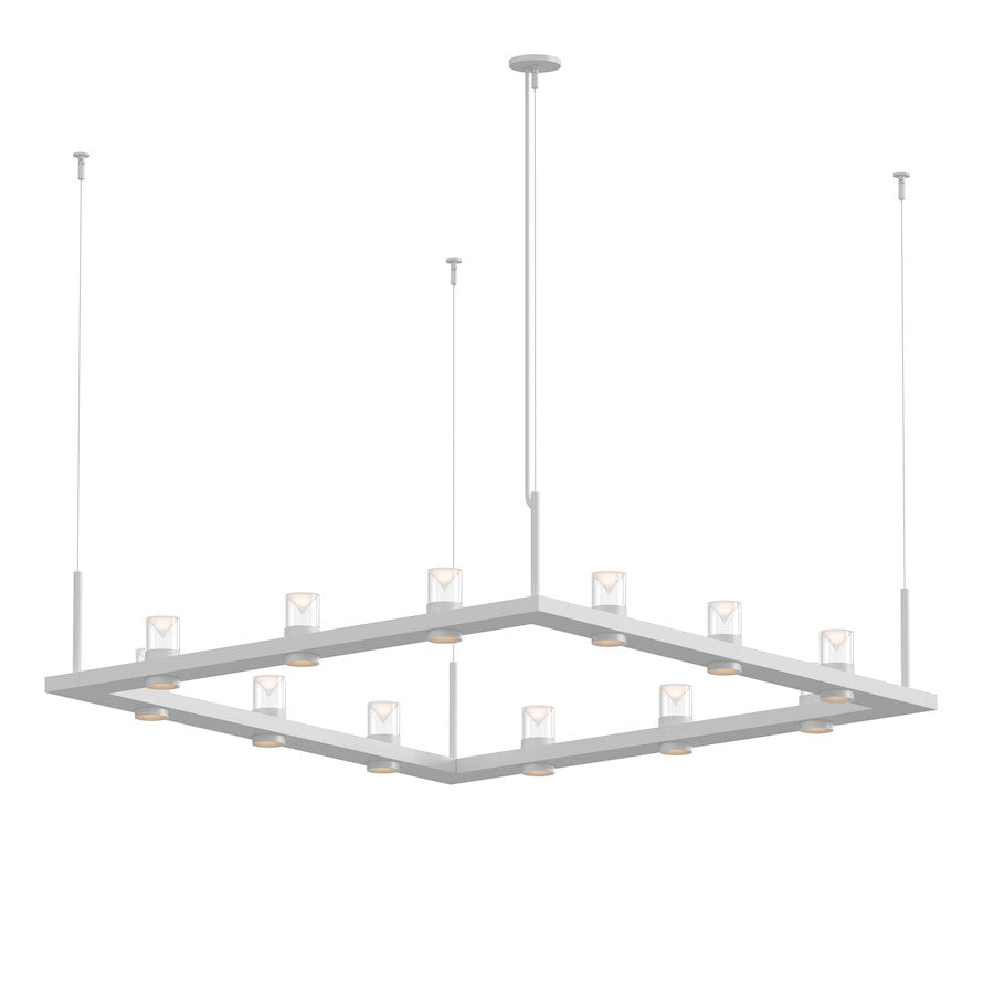 Sonneman Intervals 4' Square LED Pendant, Satin White/Clear - 20QWS04B