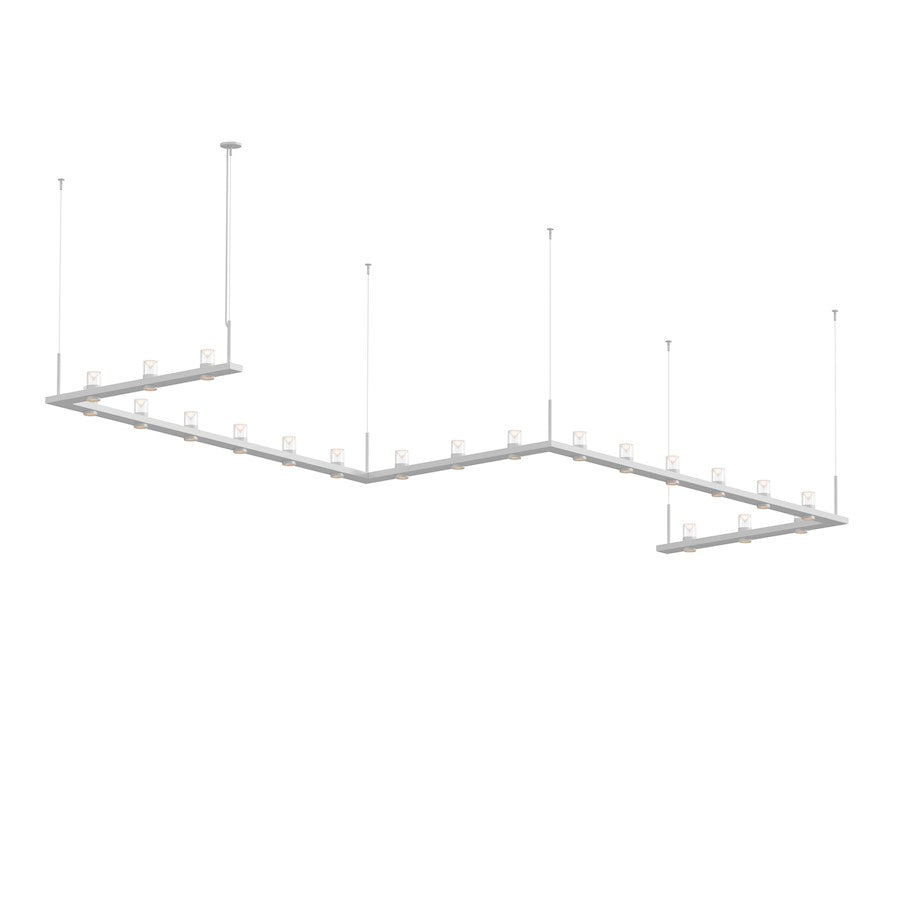 Sonneman Intervals 4' x 16' Zig-Zag LED Pendant, Satin White/Clear - 20QWZ46B