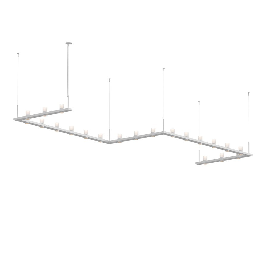 Sonneman Intervals 4' x 16' Zig-Zag LED Pendant, Satin White/Etched - 20QWZ46C