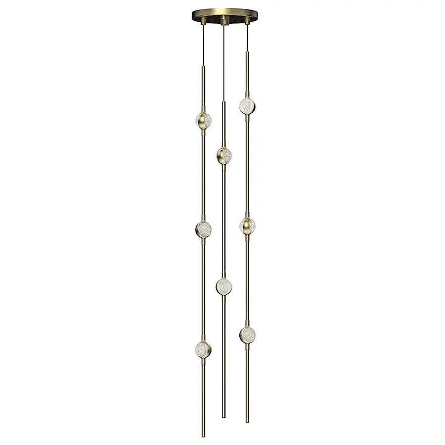 Sonneman Constellation 8 Light Pendant, Satin Brass/Clear - 2161-38C-S-J20