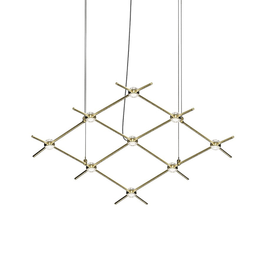 Sonneman Constellation 9 Light Chandelier, 3000K, Brass/Clear - 21Q38-RC3312