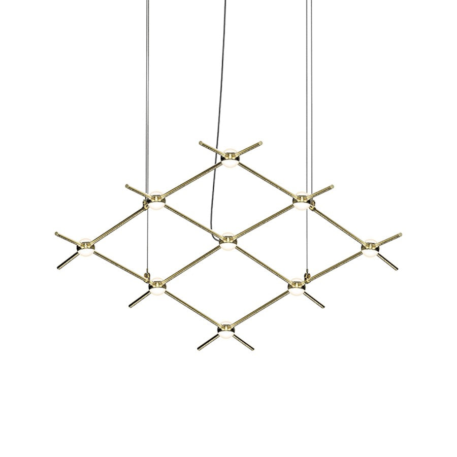 Sonneman Constellation 9 Light Chandelier, 3000K, Brass/White - 21Q38-RW3312