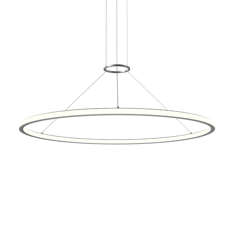 Sonneman Luna 48" Round LED Pendant, Bright Satin Aluminum/White - 2234-16