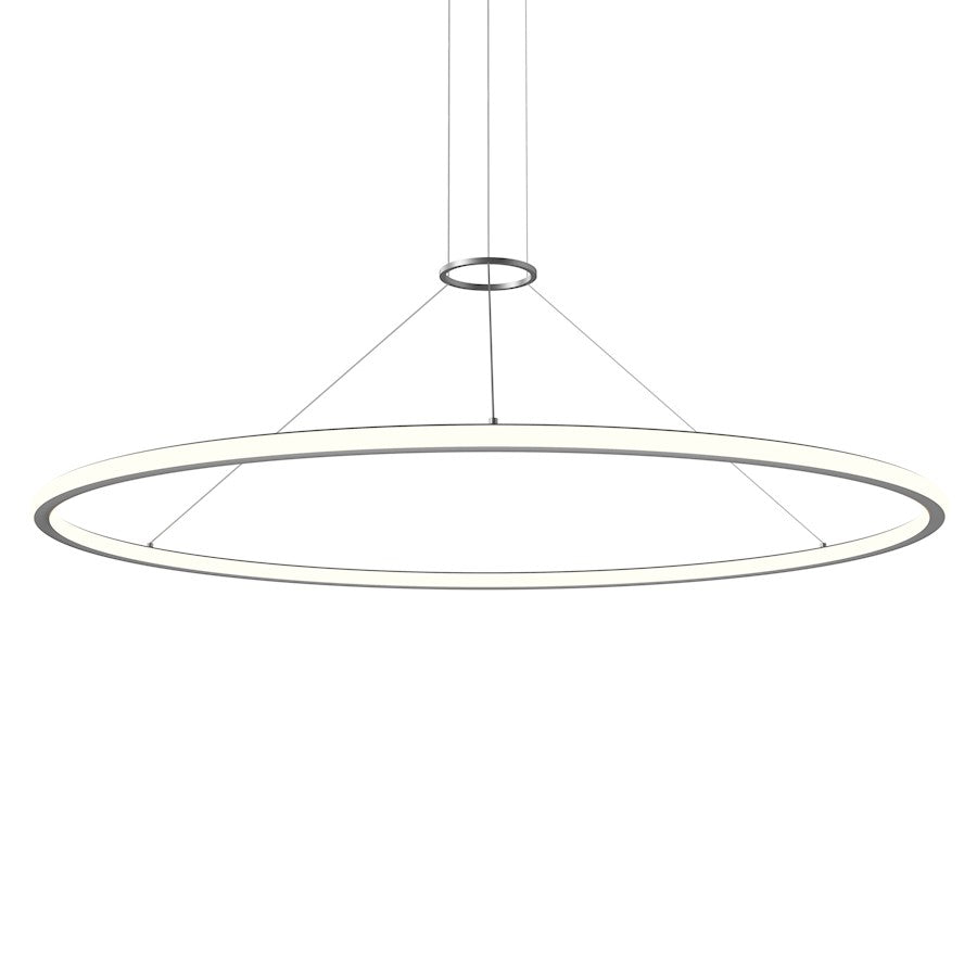 Sonneman Luna 60" Round LED Pendant, Bright Satin Aluminum/White - 2235-16