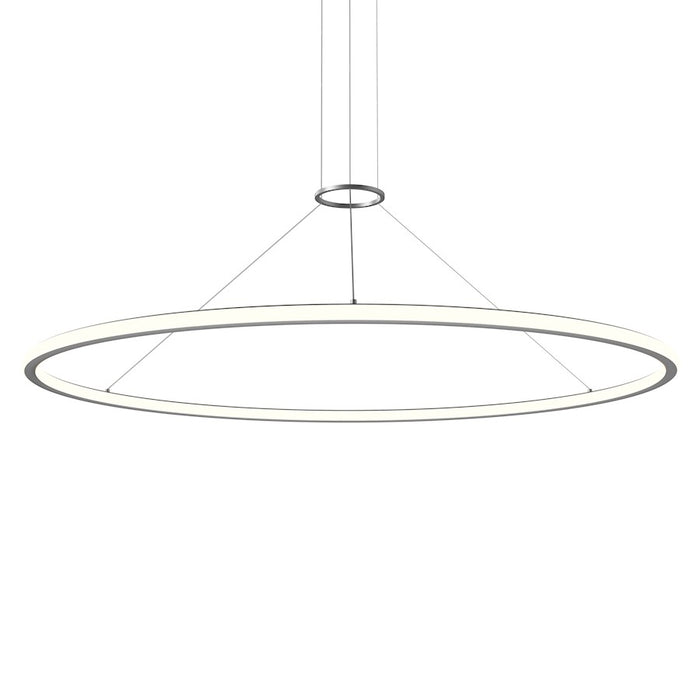 Sonneman Luna 60" Round LED Pendant, Bright Satin Aluminum/White - 2235-16