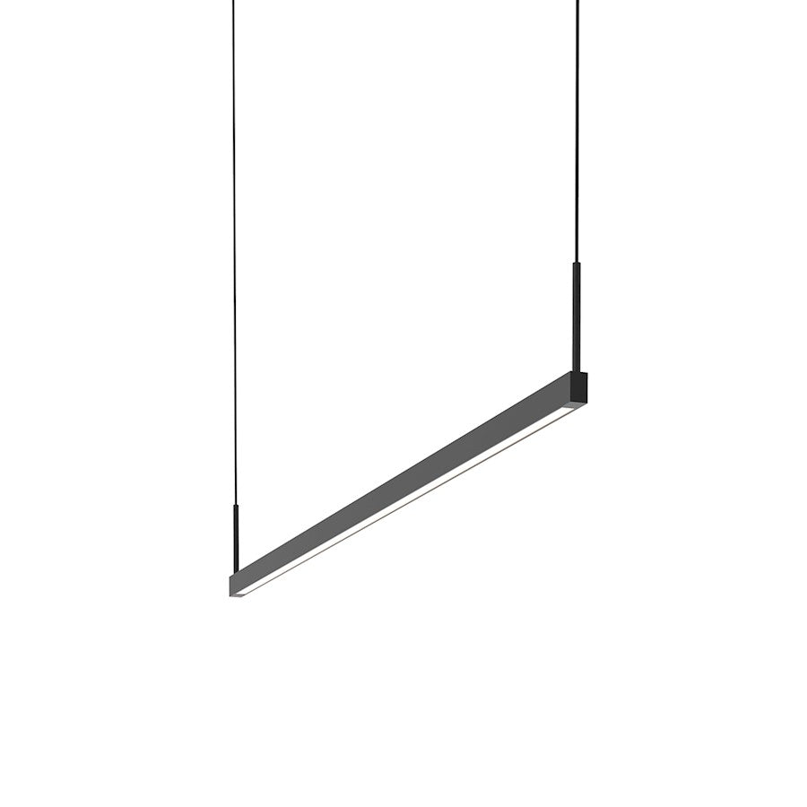 Sonneman Thin-Line 4' 1 Sided LED Pendant, 2700K, Satin Black - 2816-25-4-27