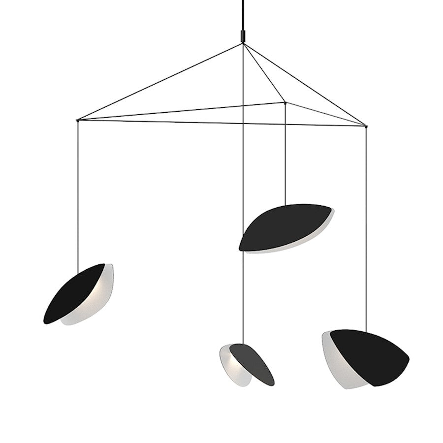 Sonneman Papillons 4-Light Large LED Pendant, Satin Black/Satin Black - 2904-25K