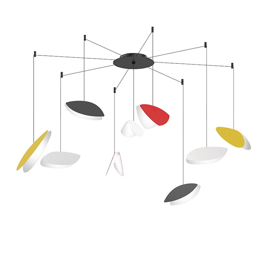 Sonneman Papillons 9-Light Swag LED Pendant, Black/Black, Red, Yellow - 2905-25M