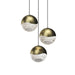 Sonneman Grapes 3 Light Round Large LED Pendant, Brass/Clear - 2914-14-LRG