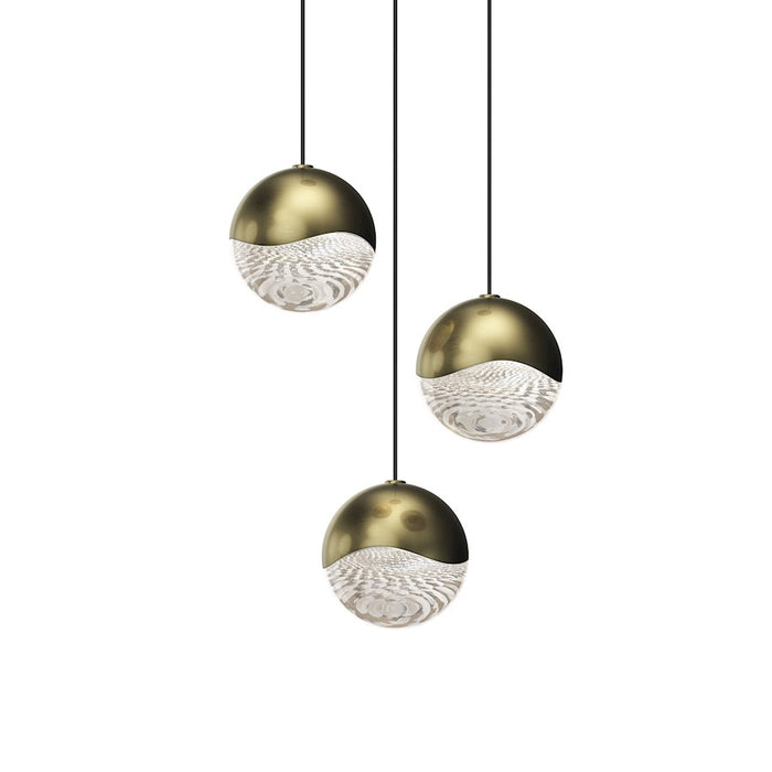 Sonneman Grapes 3 Light Round Medium LED Pendant, Brass/Clear - 2914-14-MED