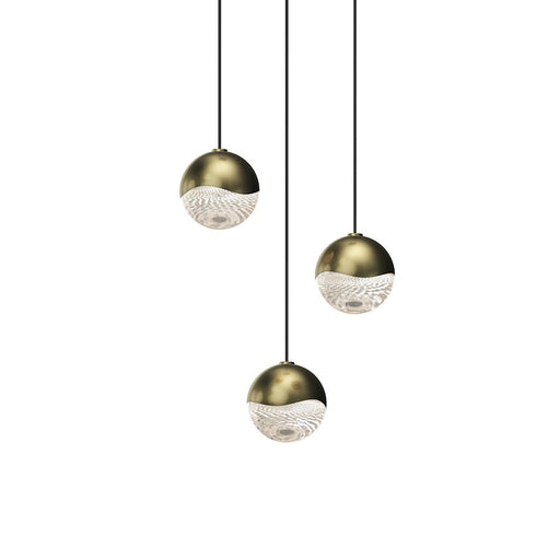 Sonneman Grapes 3 Light Round Small LED Pendant, Brass/Clear - 2914-14-SML