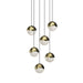 Sonneman Grapes 6 Light Round Medium LED Pendant, Brass/Clear - 2915-14-MED