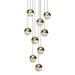 Sonneman Grapes 9 Light Round Large LED Pendant, Brass/Clear - 2916-14-LRG