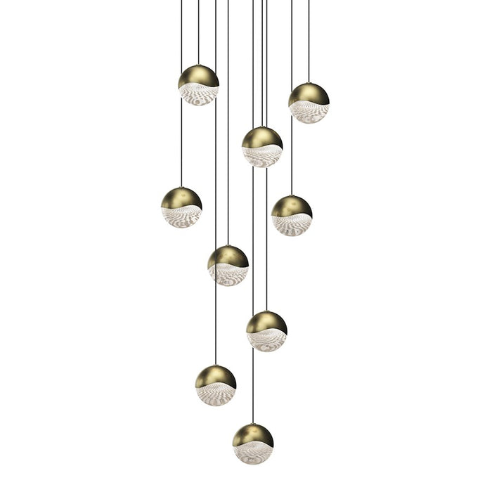 Sonneman Grapes 9 Light Round Medium LED Pendant, Brass/Clear - 2916-14-MED