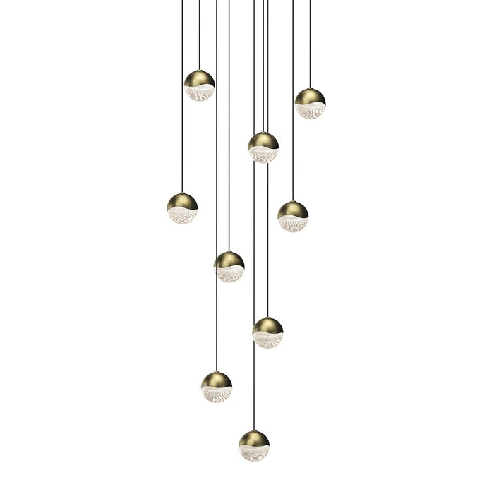 Sonneman Grapes 9 Light Round Small LED Pendant, Brass/Clear - 2916-14-SML