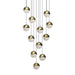Sonneman Grapes 12 Light Round Large LED Pendant, Brass/Clear - 2917-14-LRG