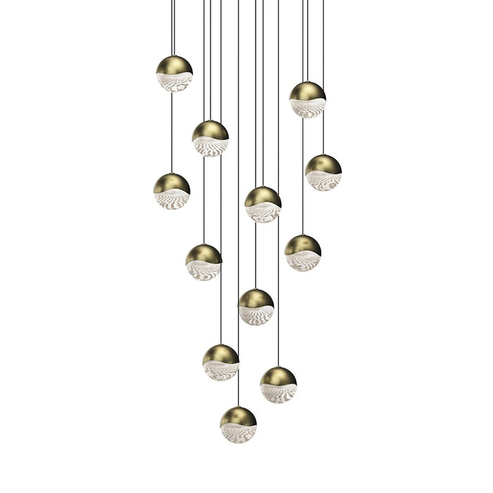 Sonneman Grapes 12 Light Round Medium LED Pendant, Brass/Clear - 2917-14-MED
