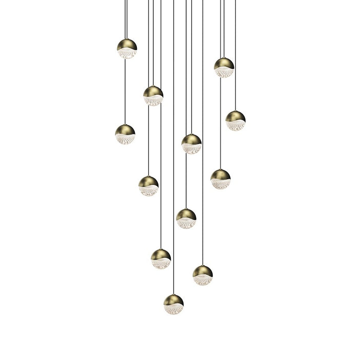 Sonneman Grapes 12 Light Round Small LED Pendant, Brass/Clear - 2917-14-SML