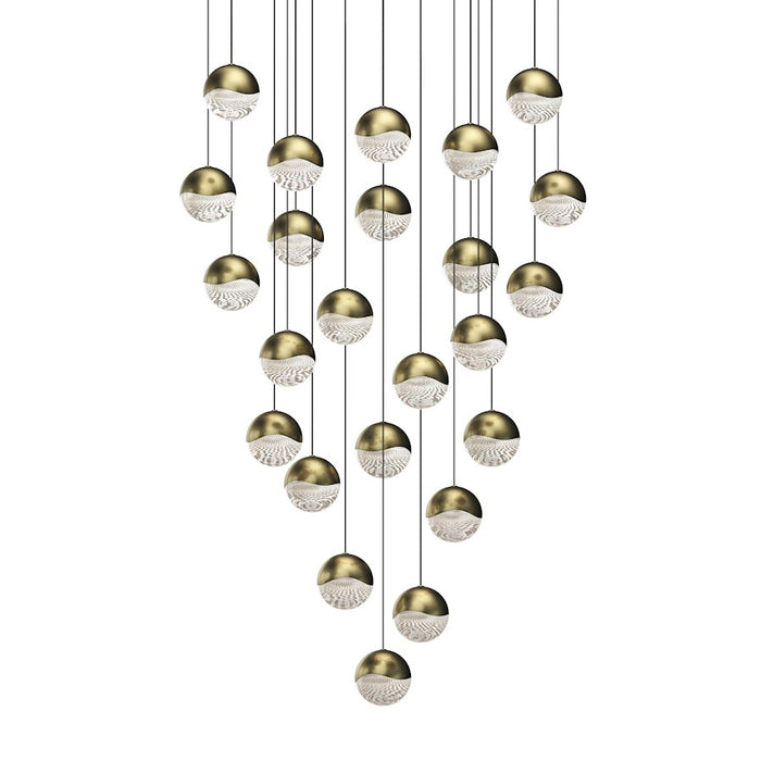 Sonneman Grapes 24 Light Round Large LED Pendant, Brass/Clear - 2918-14-LRG