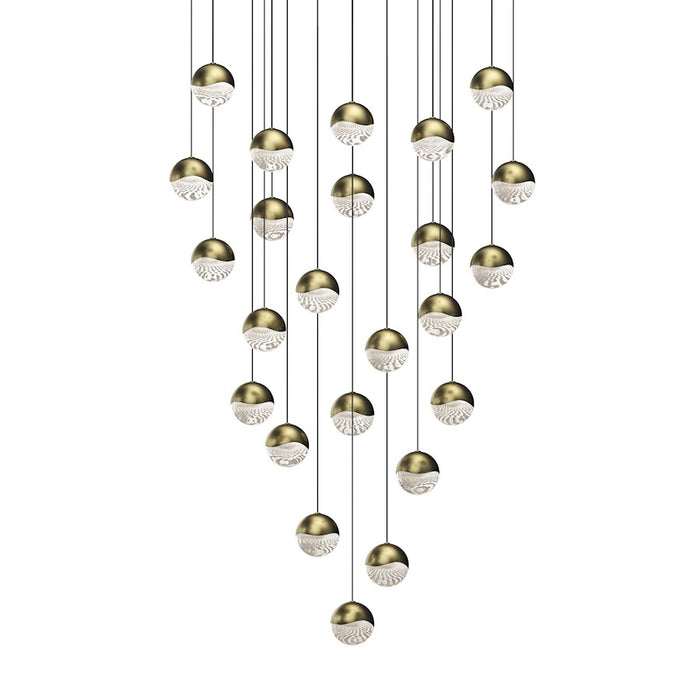 Sonneman Grapes 24 Light Round Medium LED Pendant, Brass/Clear - 2918-14-MED
