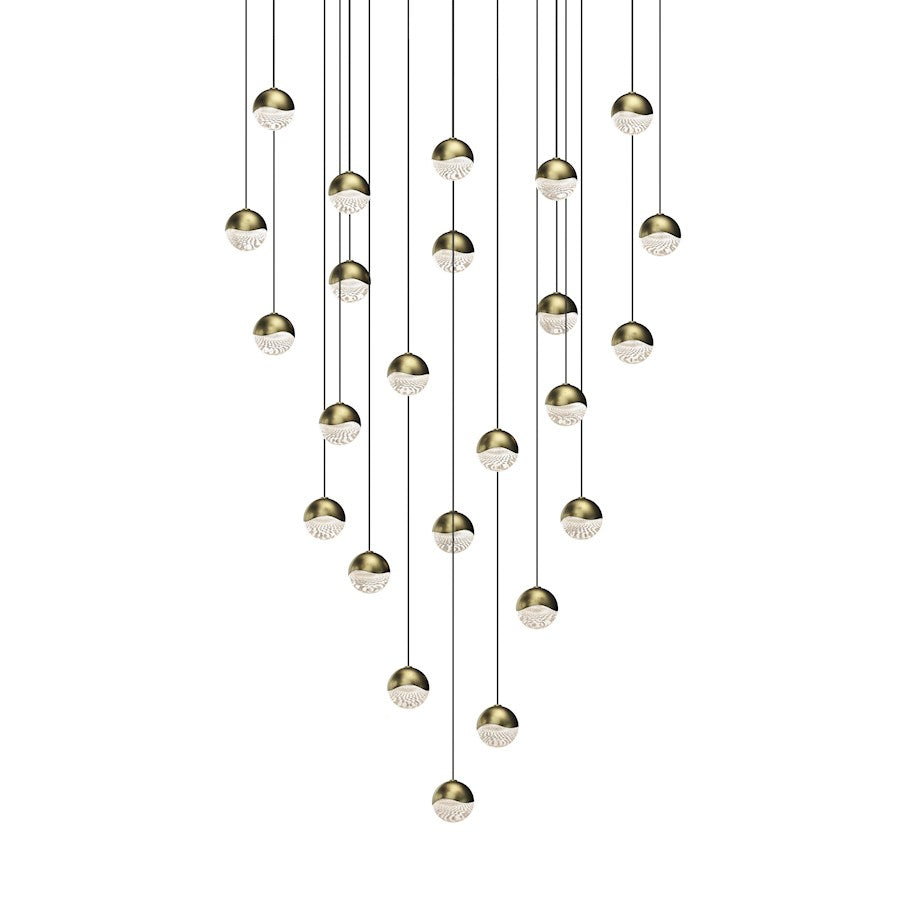 Sonneman Grapes 24 Light Round Small LED Pendant, Brass/Clear - 2918-14-SML