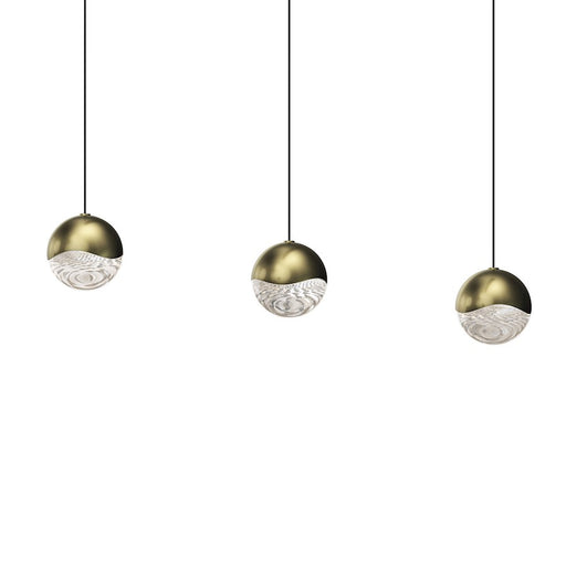 Sonneman Grapes 3 Light Rectangle Medium LED Pendant, Brass/Clear - 2920-14-MED