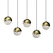 Sonneman Grapes 5 Light Rectangle Large LED Pendant, Brass/Clear - 2921-14-LRG