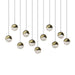 Sonneman Grapes 11 Light Rectangle Large LED Pendant, Brass/Clear - 2922-14-LRG