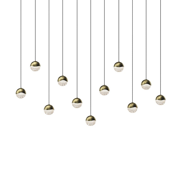 Sonneman Grapes 11 Light Small Rectangle LED Pendant, Brass/Clear - 2922-14-SML