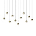 Sonneman Grapes 11 Light Small Rectangle LED Pendant, Brass/Clear - 2922-14-SML