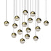 Sonneman Grapes 16 Light Square Large LED Pendant, Brass/Clear - 2923-14-LRG
