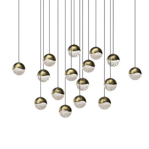 Sonneman Grapes 16 Light Square Medium LED Pendant, Brass/Clear - 2923-14-MED