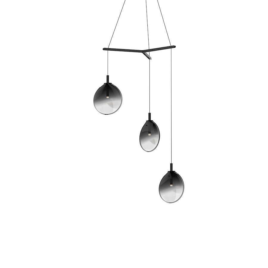 Sonneman Cantina 3 Light Pendant, Satin Black/Smoke Fade - 2995-25K-SML