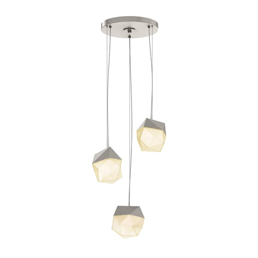 Sonneman Facets 3 Light Pendant, Satin Nickel/White - 3003-13-SML