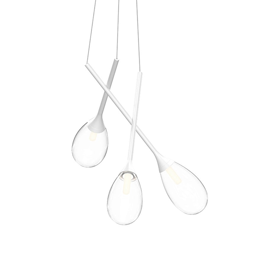 Sonneman Parisone LED Cluster Pendant, Satin White/Clear Glass - 3082-03C