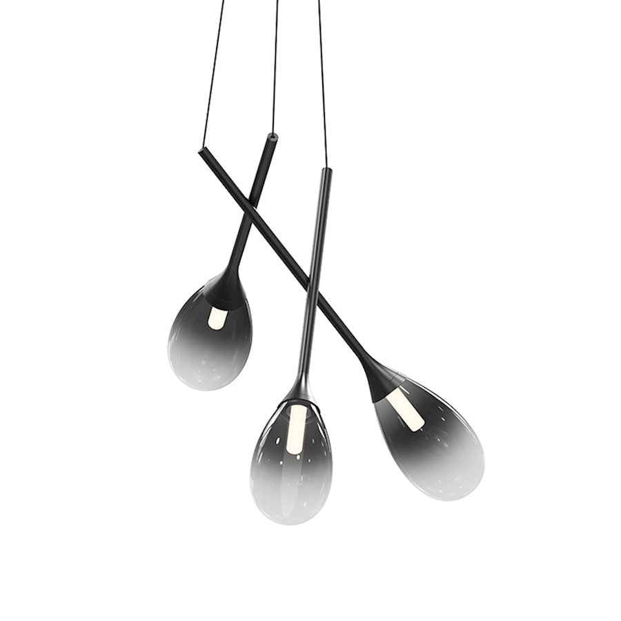 Sonneman Parisone LED Cluster Pendant, Satin Black/Smoke Glass - 3082-25K