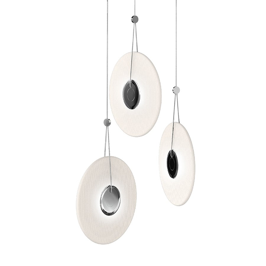 Sonneman Meclisse 3-Light LED Pendant, Polished Chrome/Etched Glass - 3113-01E