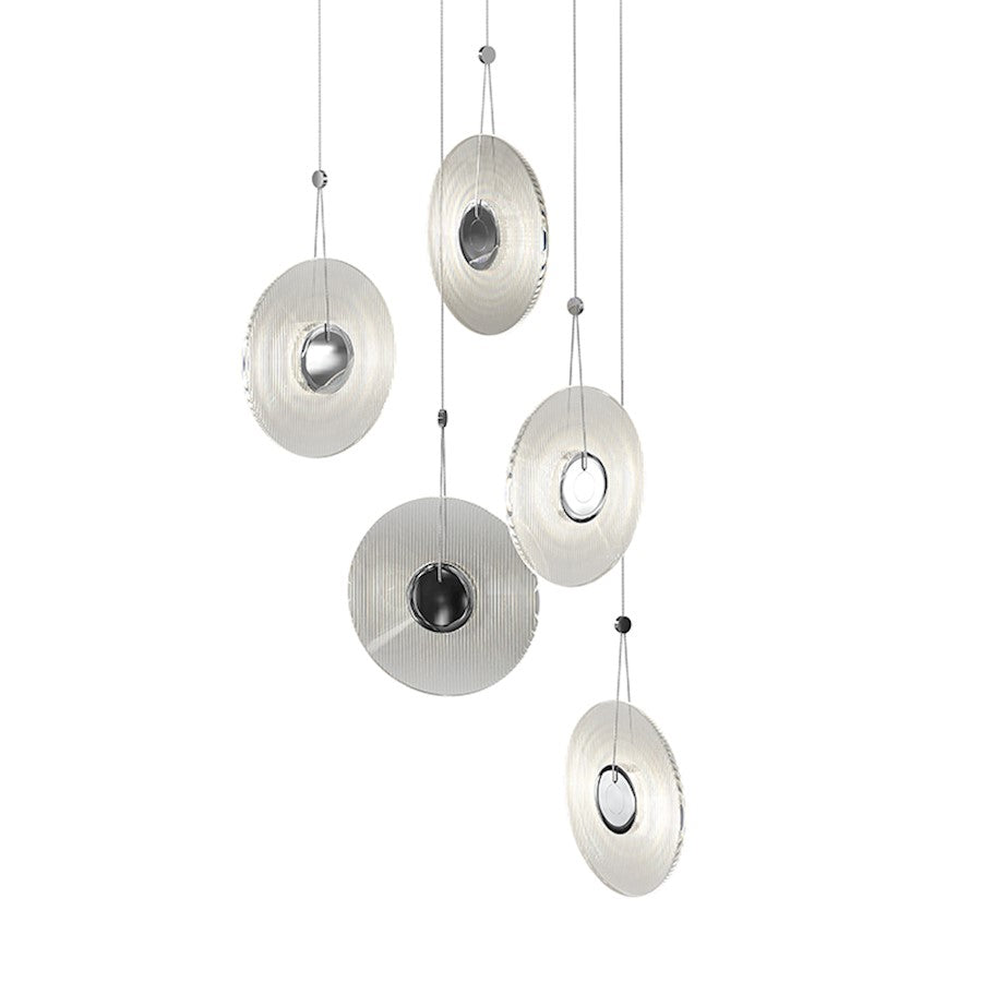 Sonneman Meclisse 5-Light LED Pendant, Polished Chrome/Clear Glass - 3115-01C