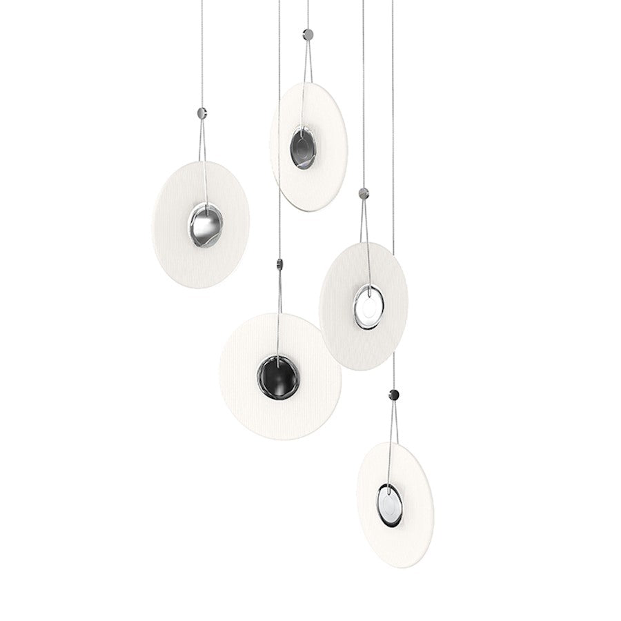 Sonneman Meclisse 5-Light LED Pendant, Polished Chrome/Etched Glass - 3115-01E