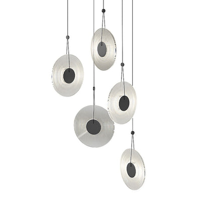 Sonneman Meclisse 5-Light LED Pendant, Satin Black/Clear Glass - 3115-25C