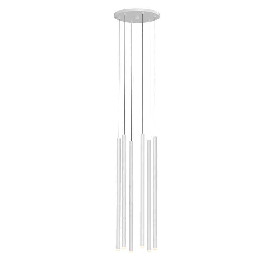 Sonneman Light Chimes 6-Light LED Cluster Pendant, Satin White/Frosted - 408060