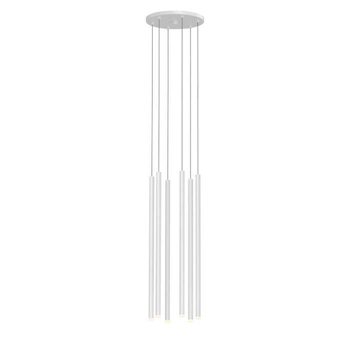 Sonneman Light Chimes 6-Light LED Cluster Pendant, Satin White/Frosted - 408060