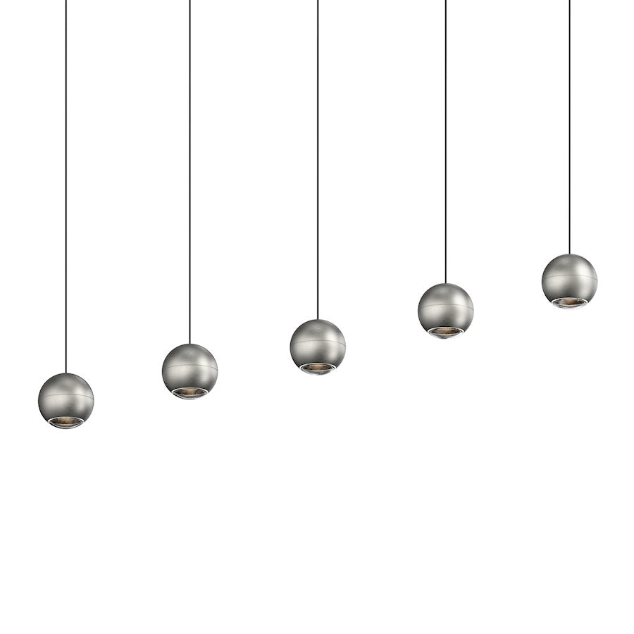 Sonneman Hemisphere 5 Light Linear Pendant, Natural Anodized/Clear - 7508-77