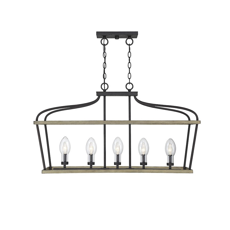 5 Light Outdoor Linear Chandelier, Weathervane