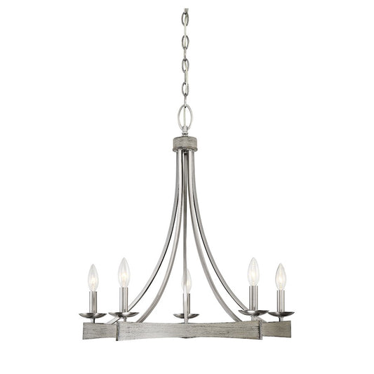 5 Light Chandelier, Pewter & Greywood