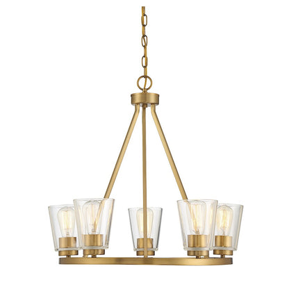 Savoy House Calhoun 5 Light Chandelier, Warm Brass - 1-1021-5-322