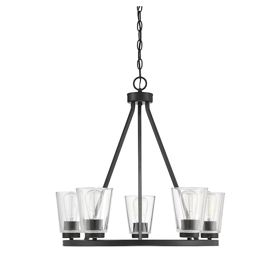 5 Light Chandelier, Matte Black